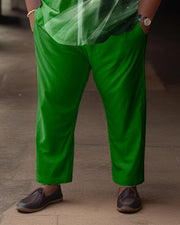 Plus Size Men's Green Gradient Short Sleeve Walking Set