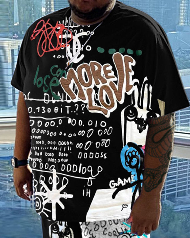 Men's Daily Casual Graffiti Printed Short Sleeve T-Shirt Set