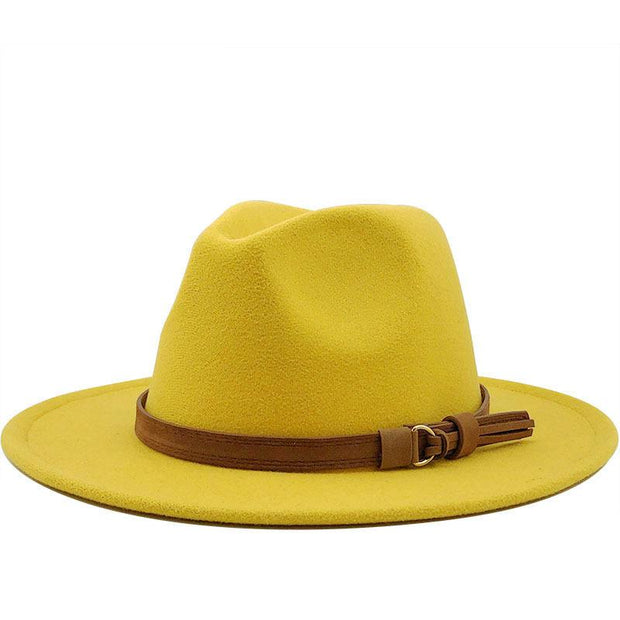 Multi-Color Hat Suede Belt Woolen Hat British Style Jazz Hat
