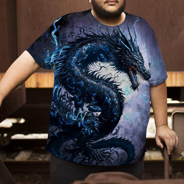 Thunder Dragon  Personalized Print Short Sleeve Plus Size Men's T-Shirt