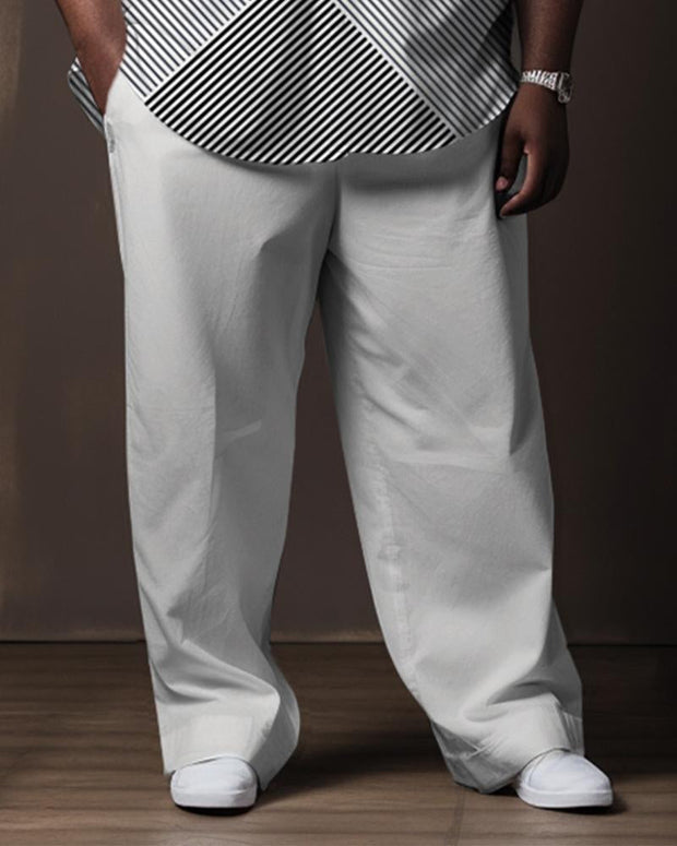 Men's Plus Size Line Square Gradient Long Sleeve Walking Suit