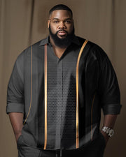 Men's Plus Size Aurora Gradient Print Long Sleeve Walking Suit